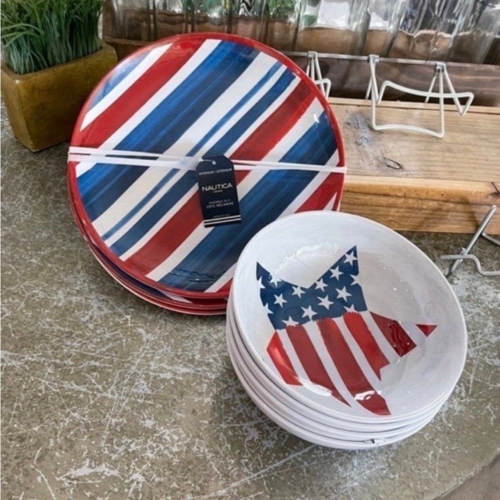 NAUTICA HOME PATRIOTIC DISHES / BOWLS SET of 8 BRAND NEW